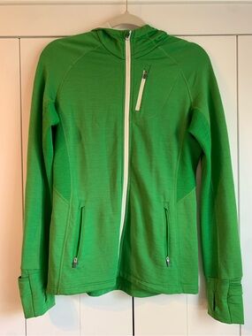 Icebreaker Womens Green Merino GT Full Zip up Hoodie Jacket Medium
